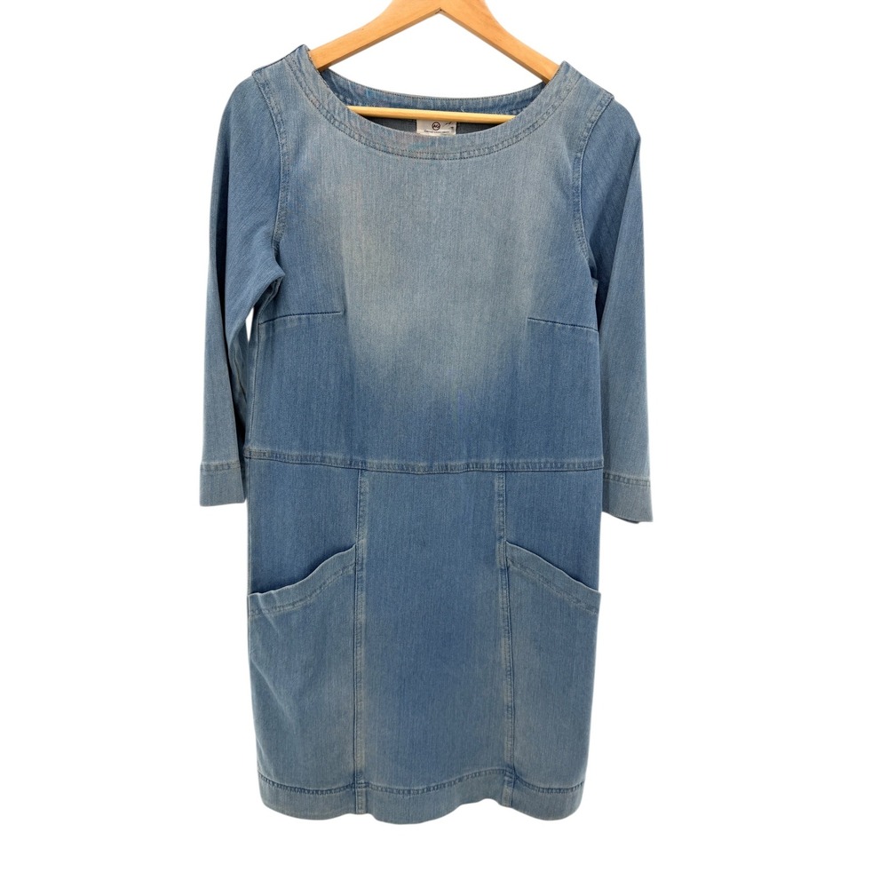 Anthropologie AG Adriano Goldschmied Denim Midi Dress Long Sleeve Pockets XS NWT